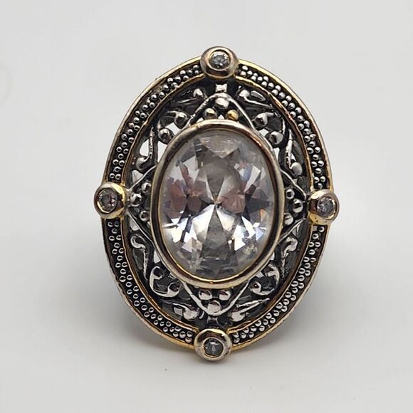 18K GE Silver Tone & Clear CZ Ring (9) - Picture 5 of 8